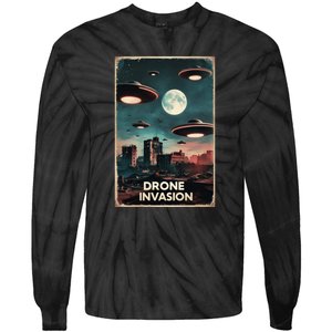 Drones New Jersey Ufo Uap Alien Invasion Tie-Dye Long Sleeve Shirt