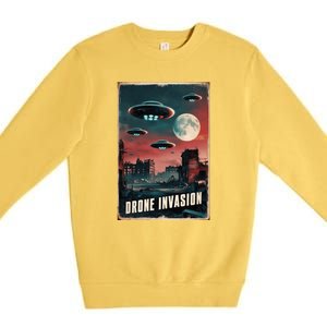 Drones New Jersey Ufo Uap Alien Invasion Premium Crewneck Sweatshirt