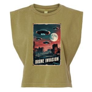 Drones New Jersey Ufo Uap Alien Invasion Garment-Dyed Women's Muscle Tee