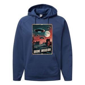 Drones New Jersey Ufo Uap Alien Invasion Performance Fleece Hoodie