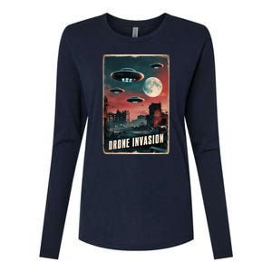 Drones New Jersey Ufo Uap Alien Invasion Womens Cotton Relaxed Long Sleeve T-Shirt