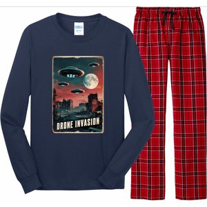 Drones New Jersey Ufo Uap Alien Invasion Long Sleeve Pajama Set