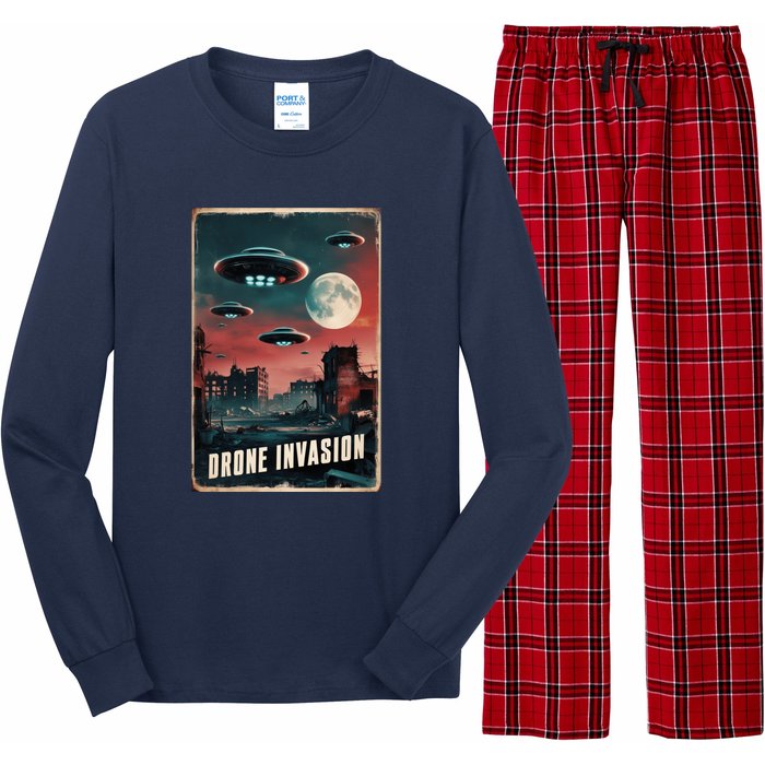 Drones New Jersey Ufo Uap Alien Invasion Long Sleeve Pajama Set