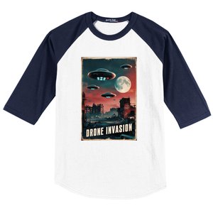 Drones New Jersey Ufo Uap Alien Invasion Baseball Sleeve Shirt