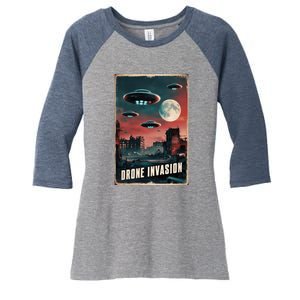 Drones New Jersey Ufo Uap Alien Invasion Women's Tri-Blend 3/4-Sleeve Raglan Shirt