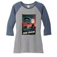 Drones New Jersey Ufo Uap Alien Invasion Women's Tri-Blend 3/4-Sleeve Raglan Shirt