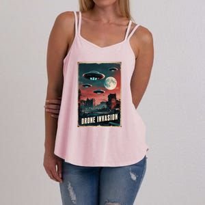 Drones New Jersey Ufo Uap Alien Invasion Women's Strappy Tank