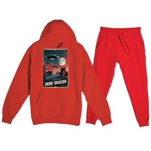 Drones New Jersey Ufo Uap Alien Invasion Premium Hooded Sweatsuit Set