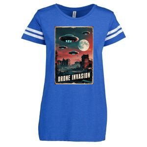 Drones New Jersey Ufo Uap Alien Invasion Enza Ladies Jersey Football T-Shirt