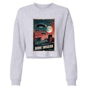 Drones New Jersey Ufo Uap Alien Invasion Cropped Pullover Crew