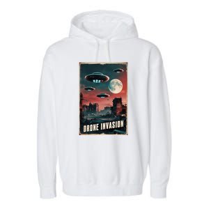 Drones New Jersey Ufo Uap Alien Invasion Garment-Dyed Fleece Hoodie