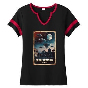 Drones New Jersey Ufo Uap Alien Invasion Ladies Halftime Notch Neck Tee