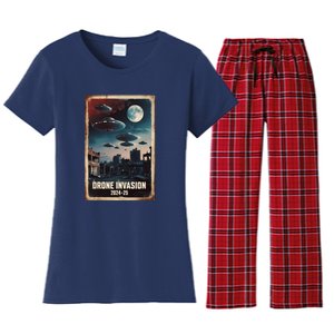 Drones New Jersey Ufo Uap Alien Invasion Women's Flannel Pajama Set