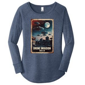 Drones New Jersey Ufo Uap Alien Invasion Women's Perfect Tri Tunic Long Sleeve Shirt