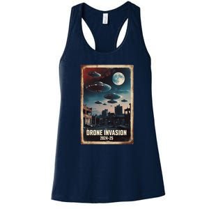 Drones New Jersey Ufo Uap Alien Invasion Women's Racerback Tank