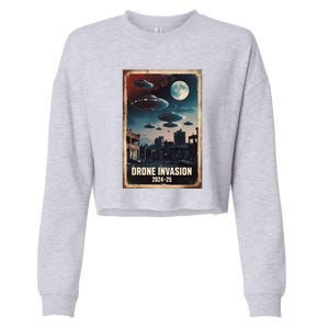 Drones New Jersey Ufo Uap Alien Invasion Cropped Pullover Crew