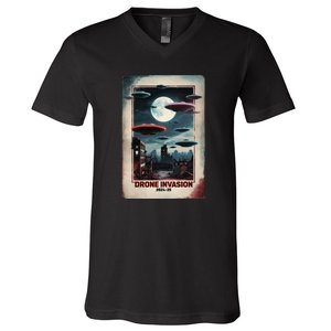 Drones New Jersey Ufo Uap Alien Invasion V-Neck T-Shirt