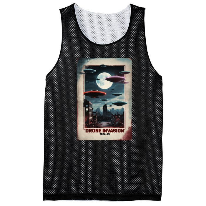 Drones New Jersey Ufo Uap Alien Invasion Mesh Reversible Basketball Jersey Tank