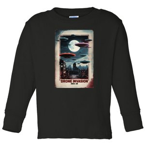 Drones New Jersey Ufo Uap Alien Invasion Toddler Long Sleeve Shirt