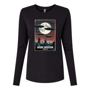 Drones New Jersey Ufo Uap Alien Invasion Womens Cotton Relaxed Long Sleeve T-Shirt