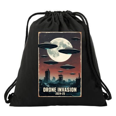 Drones New Jersey Ufo Uap Alien Invasion Drawstring Bag