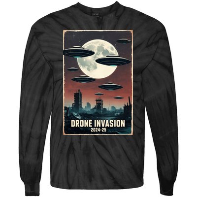 Drones New Jersey Ufo Uap Alien Invasion Tie-Dye Long Sleeve Shirt