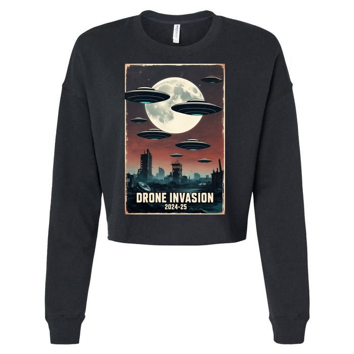 Drones New Jersey Ufo Uap Alien Invasion Cropped Pullover Crew