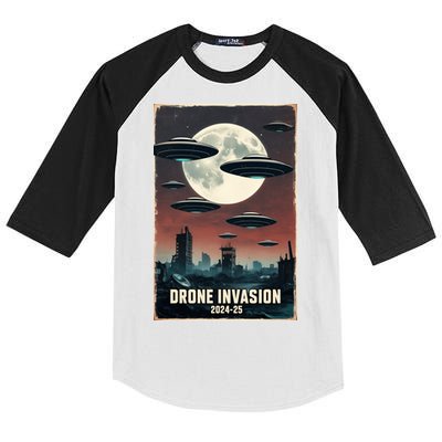Drones New Jersey Ufo Uap Alien Invasion Kids Colorblock Raglan Jersey