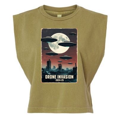 Drones New Jersey Ufo Uap Alien Invasion Garment-Dyed Women's Muscle Tee