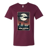 Drones New Jersey Ufo Uap Alien Invasion V-Neck T-Shirt