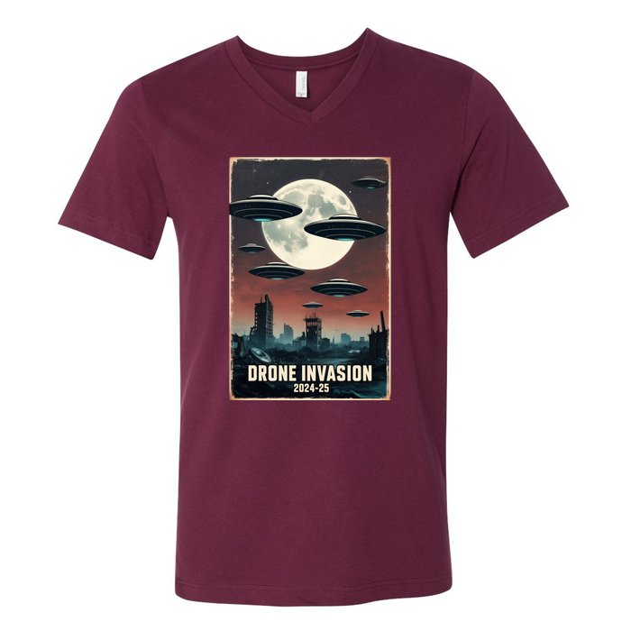 Drones New Jersey Ufo Uap Alien Invasion V-Neck T-Shirt