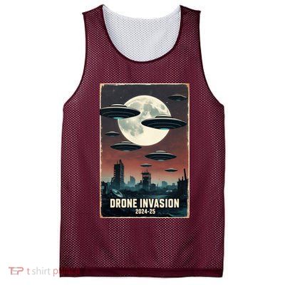 Drones New Jersey Ufo Uap Alien Invasion Mesh Reversible Basketball Jersey Tank