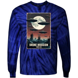 Drones New Jersey Ufo Uap Alien Invasion Tie-Dye Long Sleeve Shirt