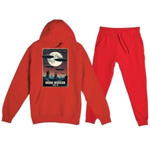 Drones New Jersey Ufo Uap Alien Invasion Premium Hooded Sweatsuit Set