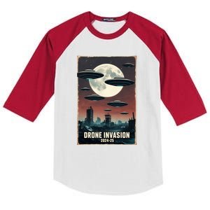 Drones New Jersey Ufo Uap Alien Invasion Kids Colorblock Raglan Jersey