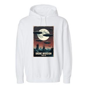 Drones New Jersey Ufo Uap Alien Invasion Garment-Dyed Fleece Hoodie