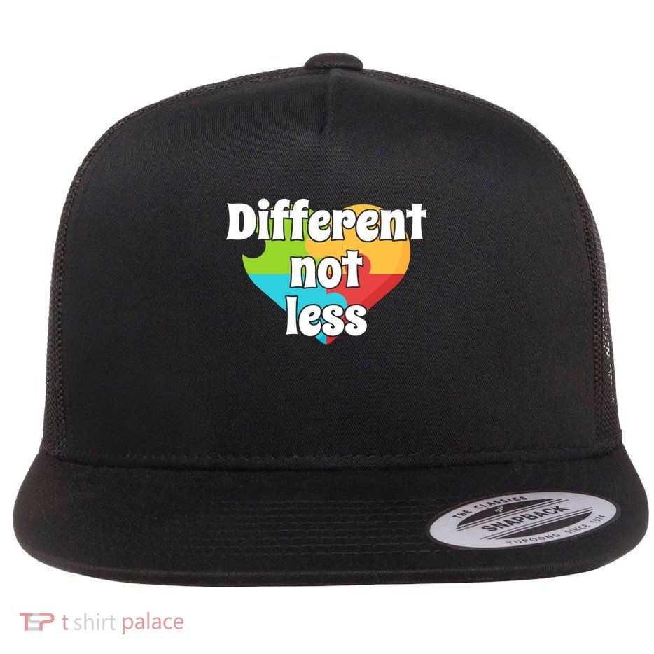 Different Not Less Autism Awareness Flat Bill Trucker Hat