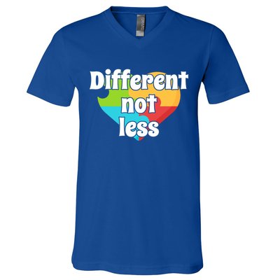 Different Not Less Autism Awareness V-Neck T-Shirt