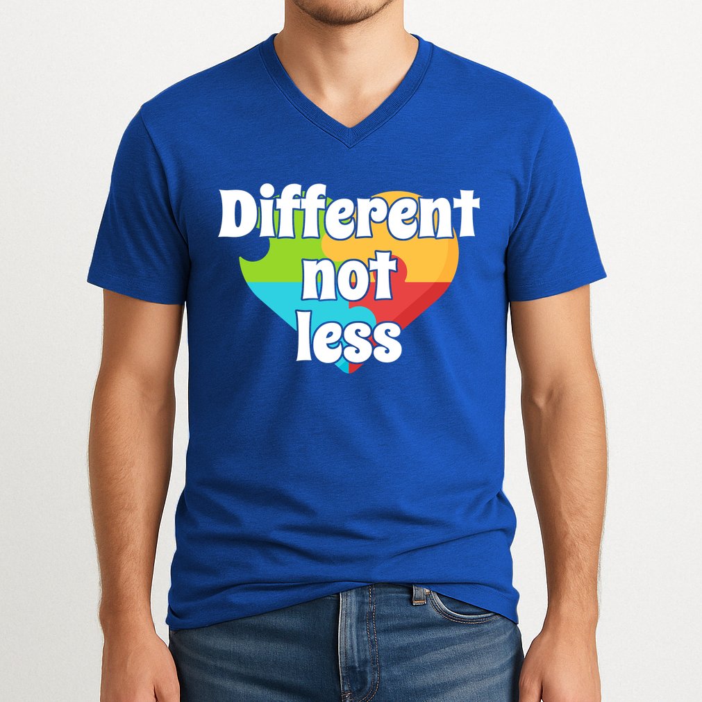 Different Not Less Autism Awareness V-Neck T-Shirt