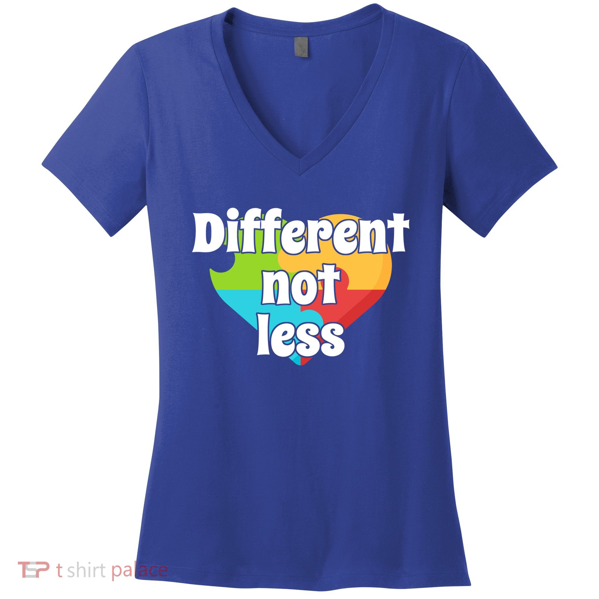 Different Not Less Autism Awareness Women's V-Neck T-Shirt