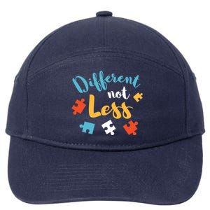 Different Not Less Autism Awareness Gift 7-Panel Snapback Hat