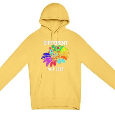 Different Not Less Daisy Autism Puzzle Autism Awareness Day Premium Pullover Hoodie