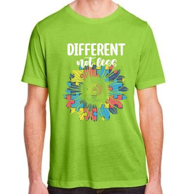 Different Not Less Sunflower Autism Puzzle Awareness Month Gift Adult ChromaSoft Performance T-Shirt