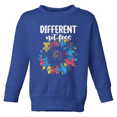 Different Not Less Sunflower Autism Puzzle Awareness Month Gift Toddler Sweatshirt