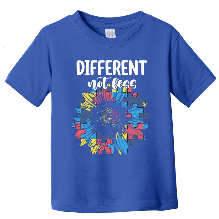 Different Not Less Sunflower Autism Puzzle Awareness Month Gift Toddler T-Shirt