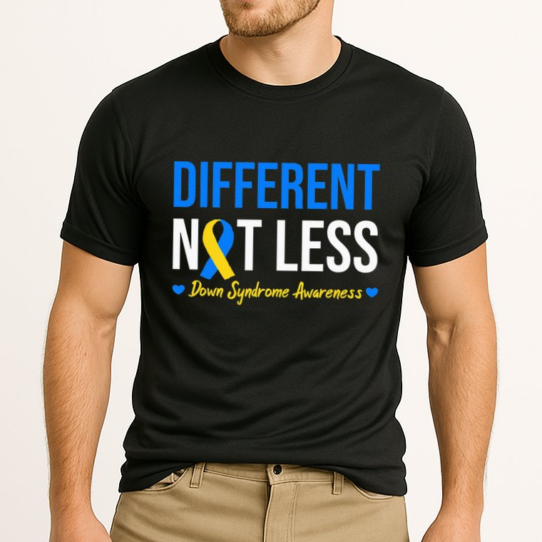 Different Not Less World Down Syndrome Awareness Day Ribbon Performance Shirt