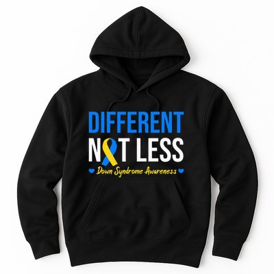 Different Not Less World Down Syndrome Awareness Day Ribbon Hoodie