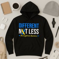 Different Not Less World Down Syndrome Awareness Day Ribbon Hoodie