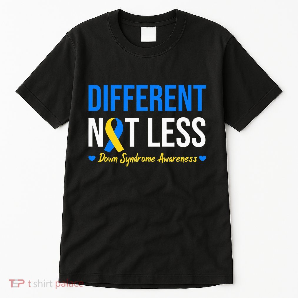 Different Not Less World Down Syndrome Awareness Day Ribbon Tall T-Shirt
