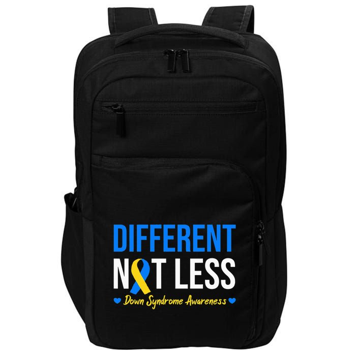 Different Not Less World Down Syndrome Awareness Day Ribbon Impact Tech Backpack